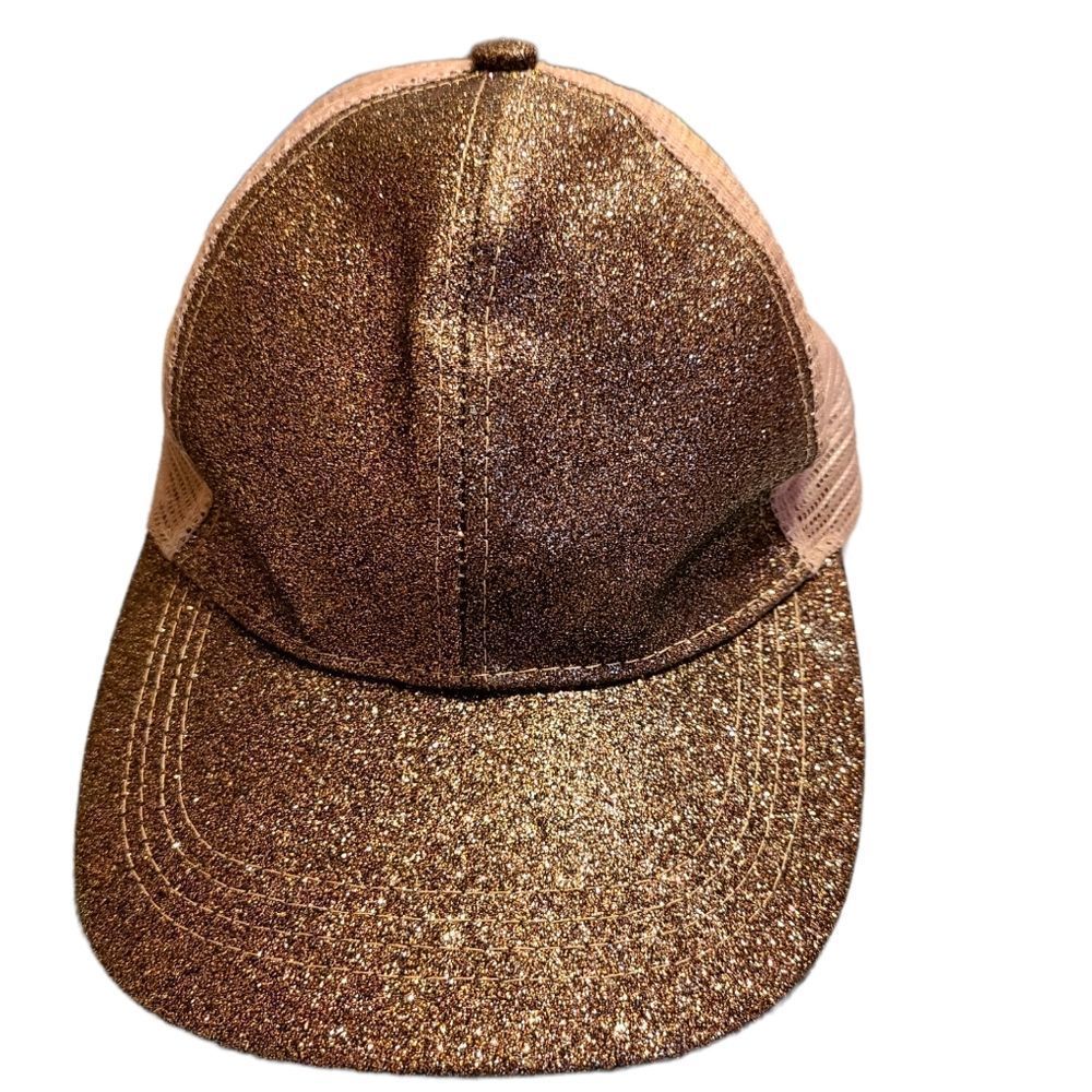 C.c. brown glitter pony tail hat
